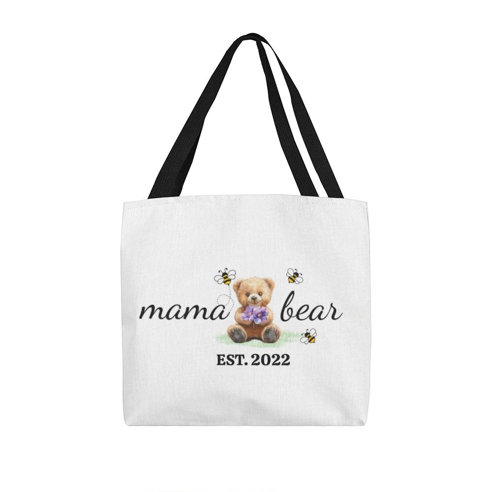 Personalized Mama Bear Tote Bag – Custom Birth Flower & Kids' Names Gift