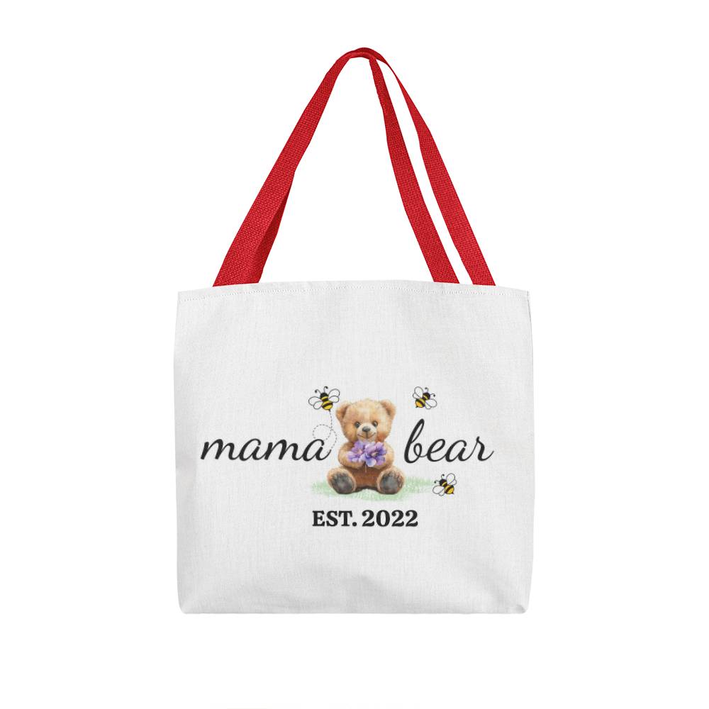 Personalized Mama Bear Tote Bag – Custom Birth Flower & Kids' Names Gift