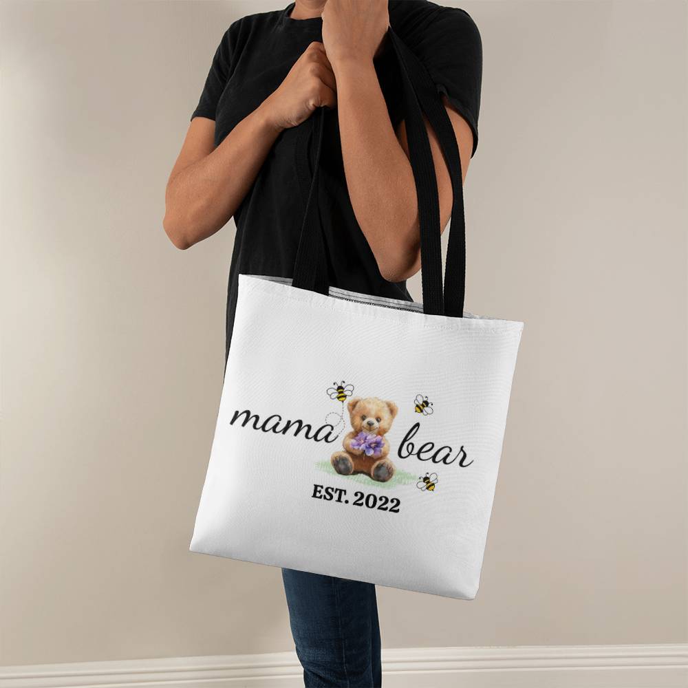 Personalized Mama Bear Tote Bag – Custom Birth Flower & Kids' Names Gift