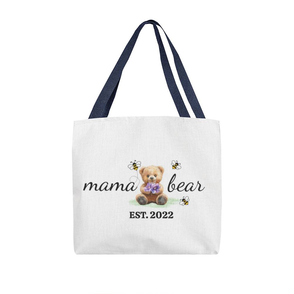 Personalized Mama Bear Tote Bag – Custom Birth Flower & Kids' Names Gift