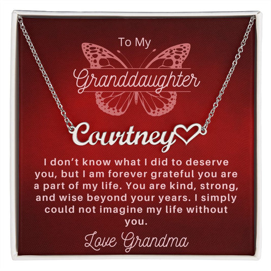 Granddaughter Name Necklace | Grandma | Butterfly