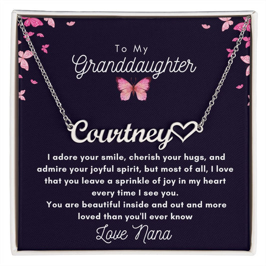 Granddaughter name necklace | Nana | Butterfly