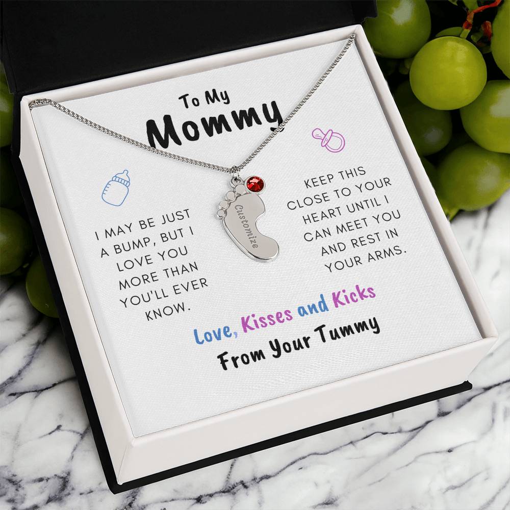 New Mom | Engraved Baby Feet with Birthstones