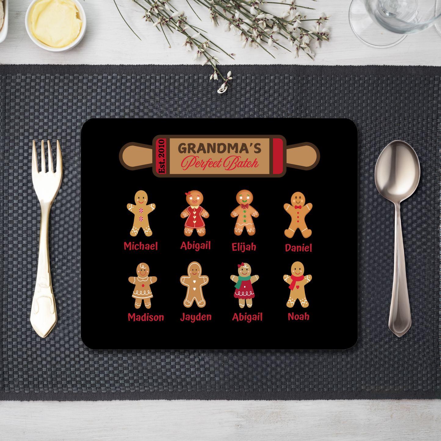 Grandma's Perfect Batch: Personalized Heat Resistant Placemats